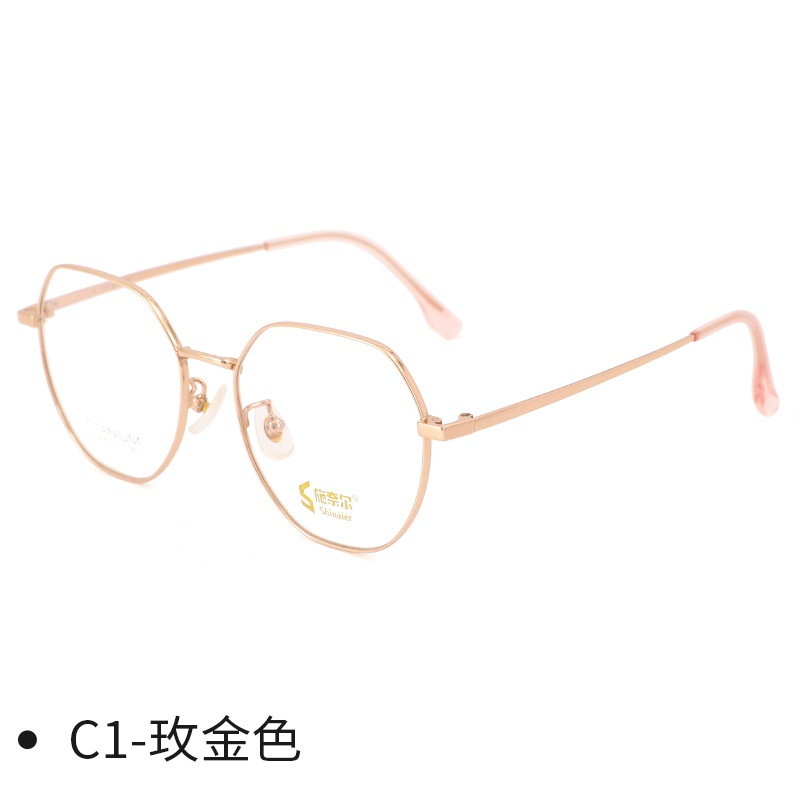 时尚黑框近视眼镜多边形钛镜架复古素颜镜女MGCK868超轻镜框