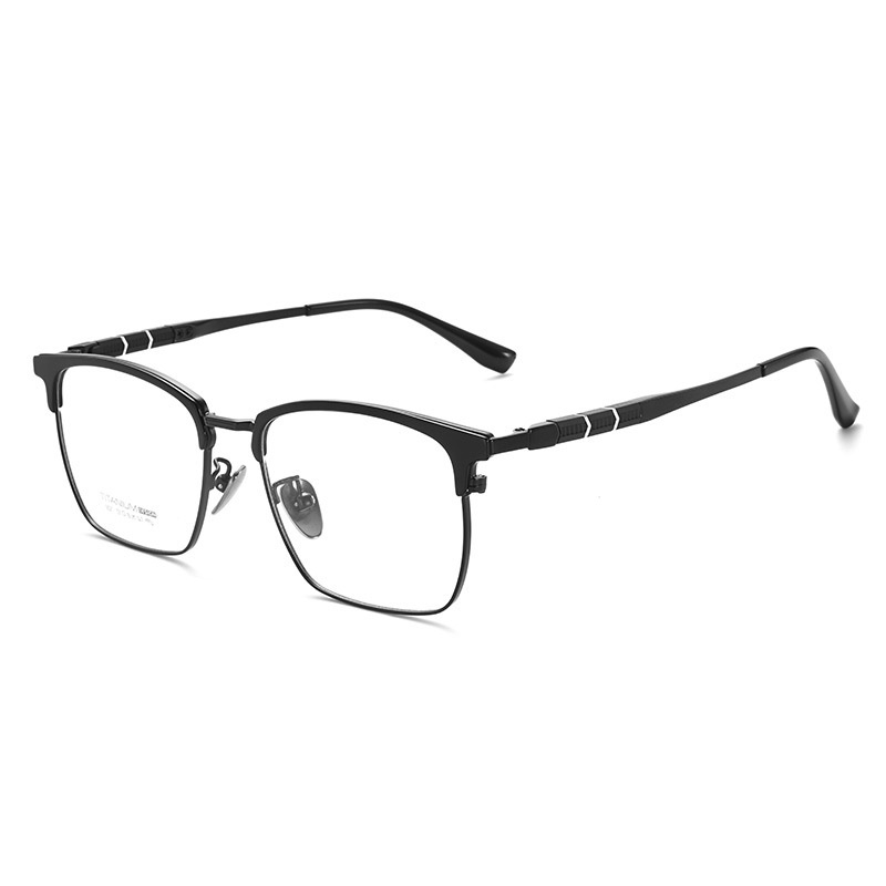 复古眉毛架男士商务方形眼镜架超轻纯钛眼镜框