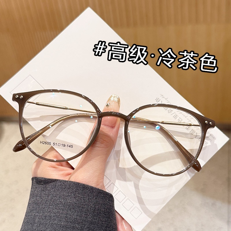 新款冷茶色近视眼镜框网红女款超轻TR90平光镜