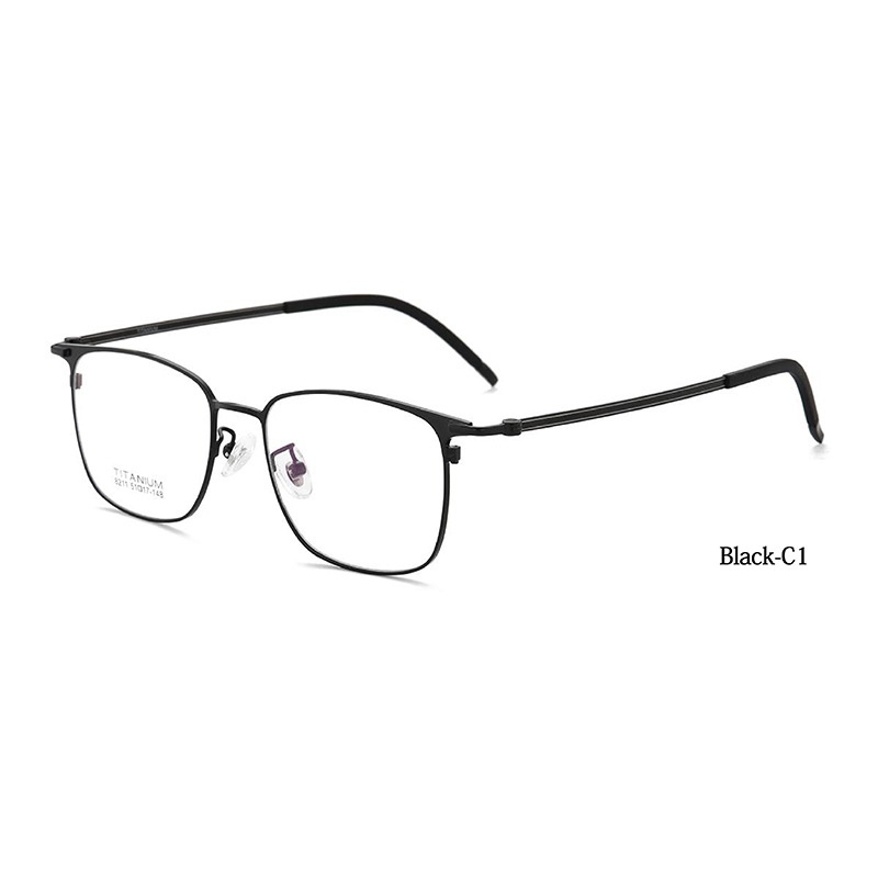 新超轻商务金色方形半框批发纯钛眼镜框男款大脸可配近视眼镜
