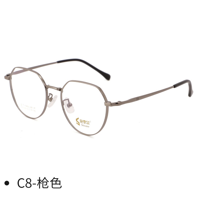 时尚超轻半钛镜架多边形近视眼镜新品高级感镜框