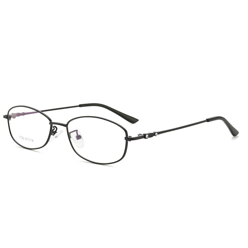 新款钛合金眼镜框女椭圆近视眼镜架 全框复古眼镜
