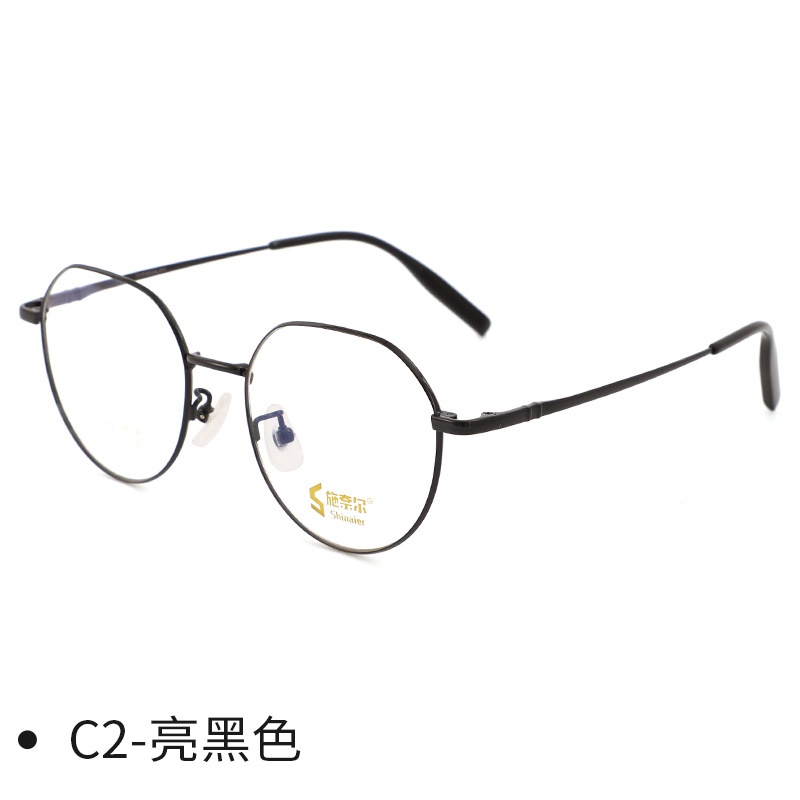 复古玫金色超轻镜框女时尚多边形素颜眼镜钛镜架