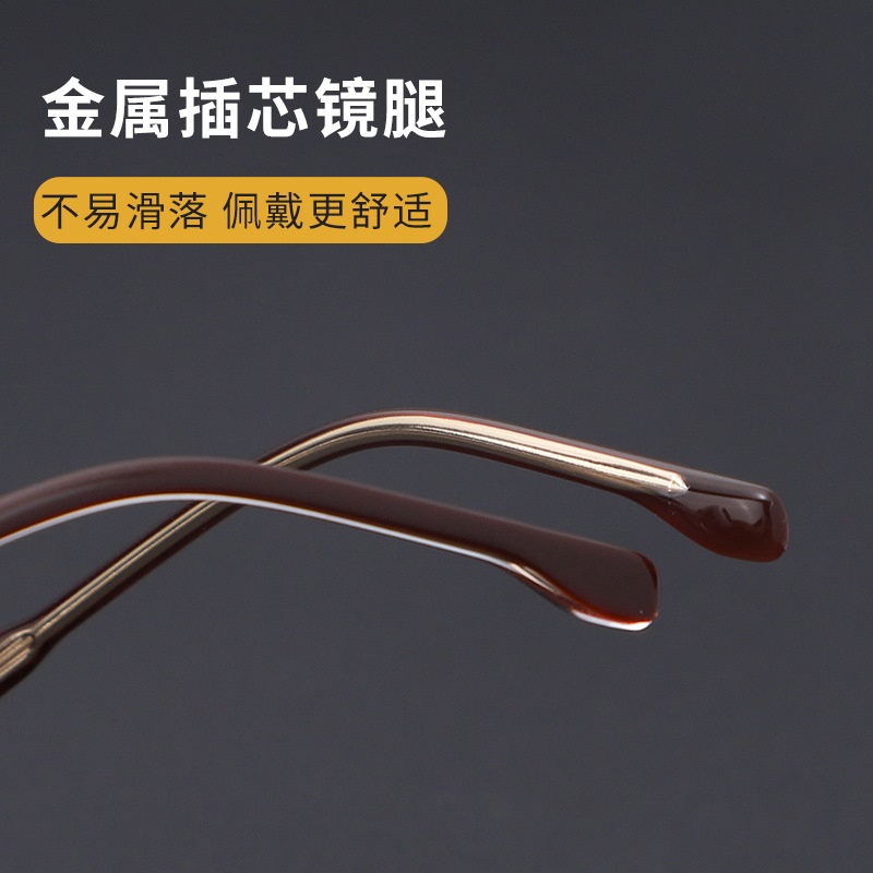 复古半框眉毛架气质潮流男女通用眼镜框多边形粗腿架