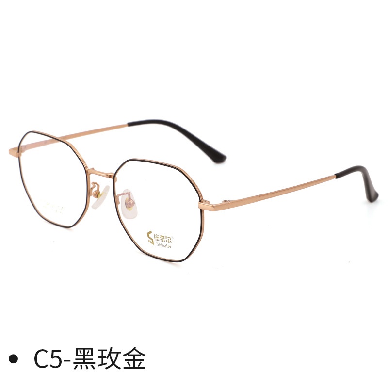 多边形钛眼睛框超轻近视眼镜复古高级感大框镜架