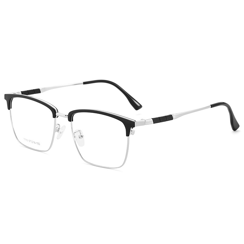 超轻复古眼镜男商务休闲合金眉毛眼镜框不夹脸可配镜