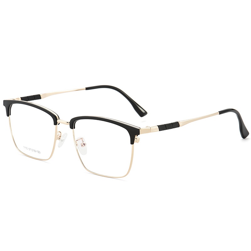 超轻复古眼镜男商务休闲合金眉毛眼镜框不夹脸可配镜