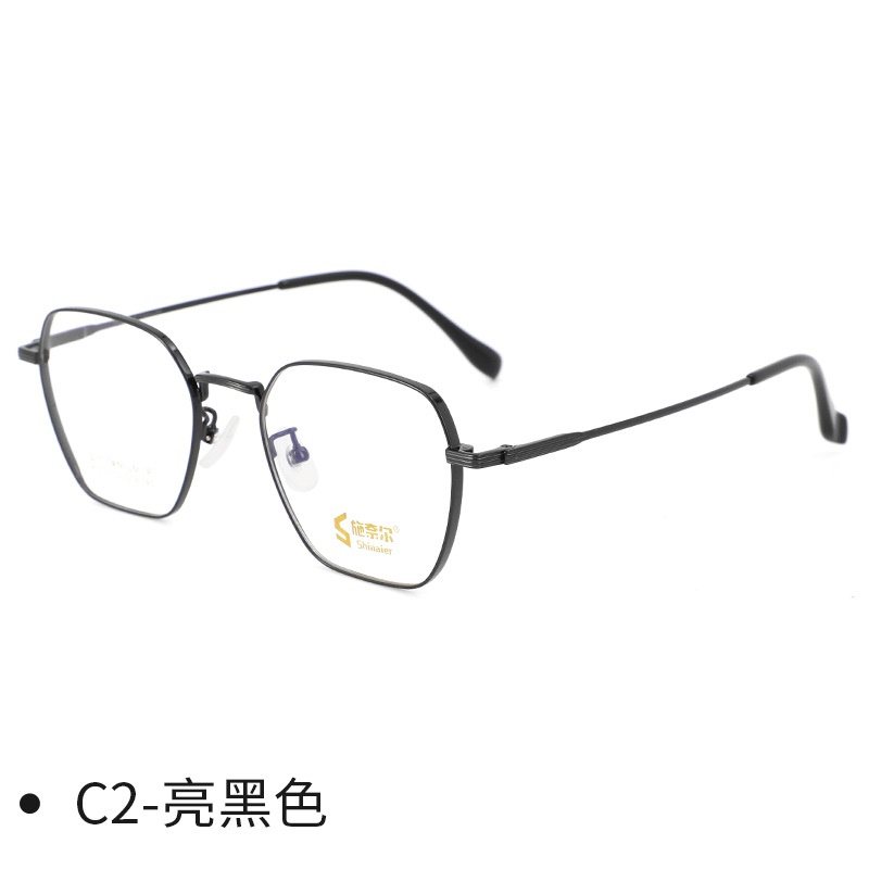 新品黑色镜框多边形半钛近视眼镜斯文简约高级感镜架