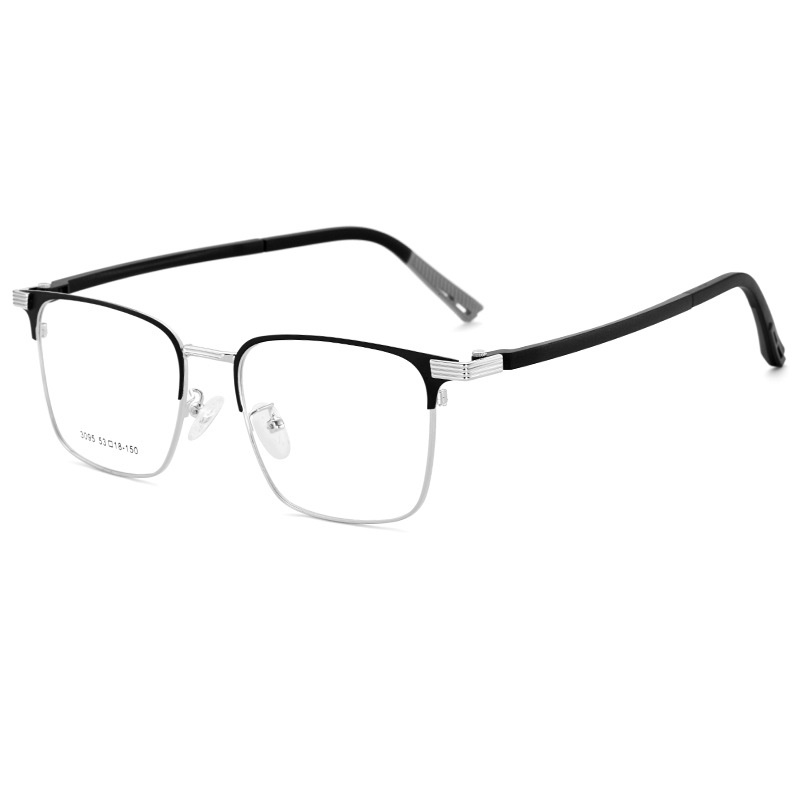 近视眼镜架商务男款眉毛架超轻塑钢合金复古文艺眼镜