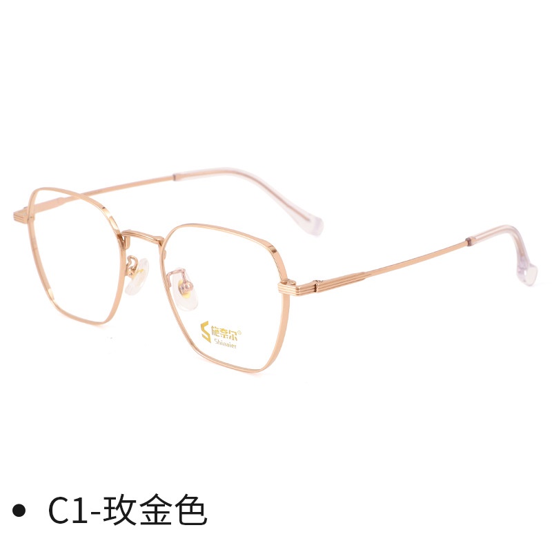 新品黑色镜框多边形半钛近视眼镜斯文简约高级感镜架