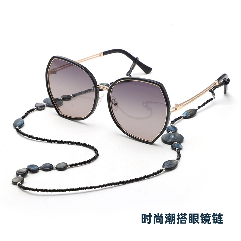 时尚手工贝壳眼镜绳跨境欧美太阳镜眼镜链 diy配饰扣黑色防掉挂绳