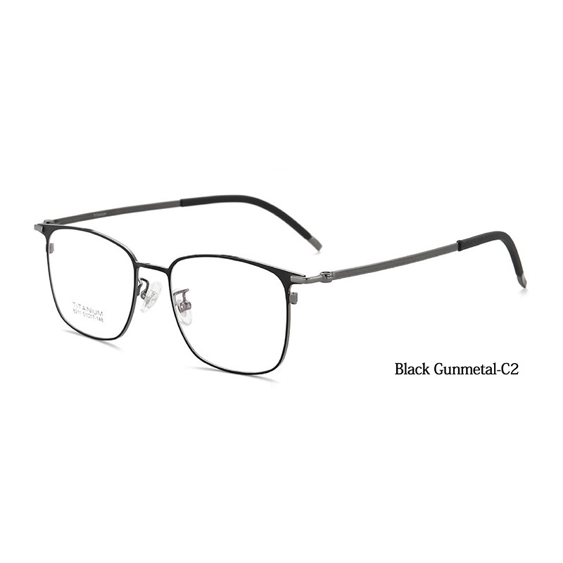 新超轻商务金色方形半框批发纯钛眼镜框男款大脸可配近视眼镜