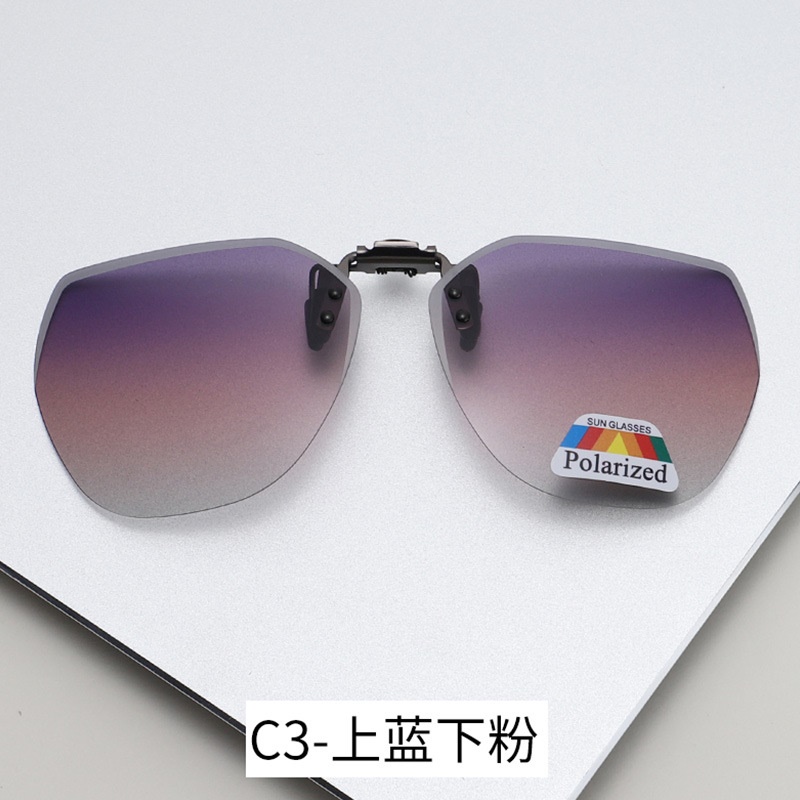 新款渐变色偏光太阳镜 可翻型近视夹片 开车司机驾驶用夹片