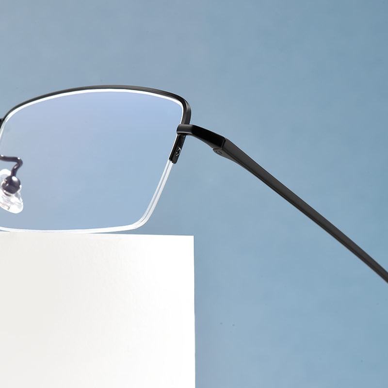 半框眼镜批发超轻眼镜框大脸显小气质商务复古近视眼镜男