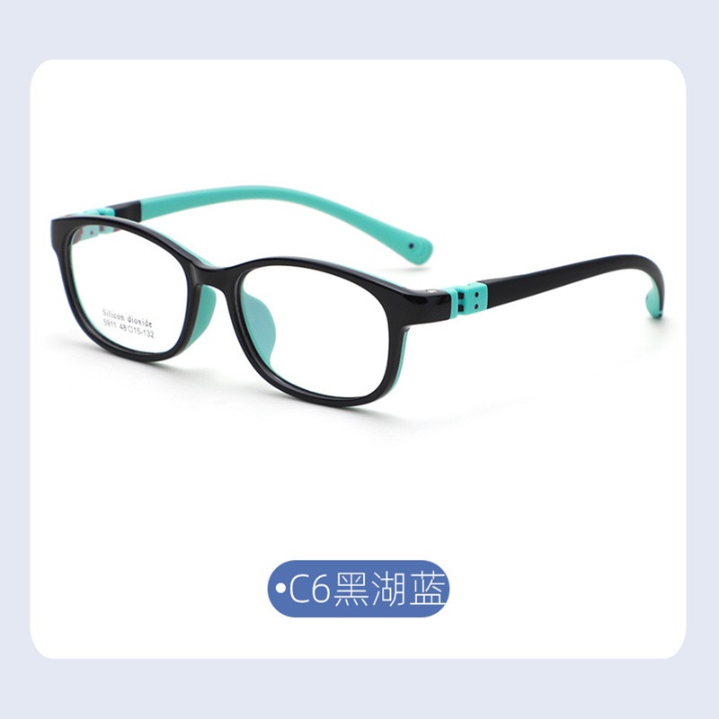儿童硅胶眼镜框方框双色眼镜架配防滑硅胶耳套多色