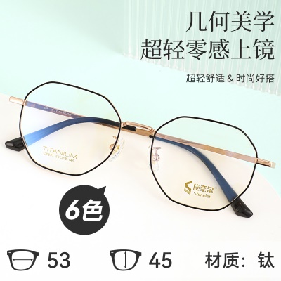 多边形钛眼睛框超轻近视眼镜复古高级感大框镜架