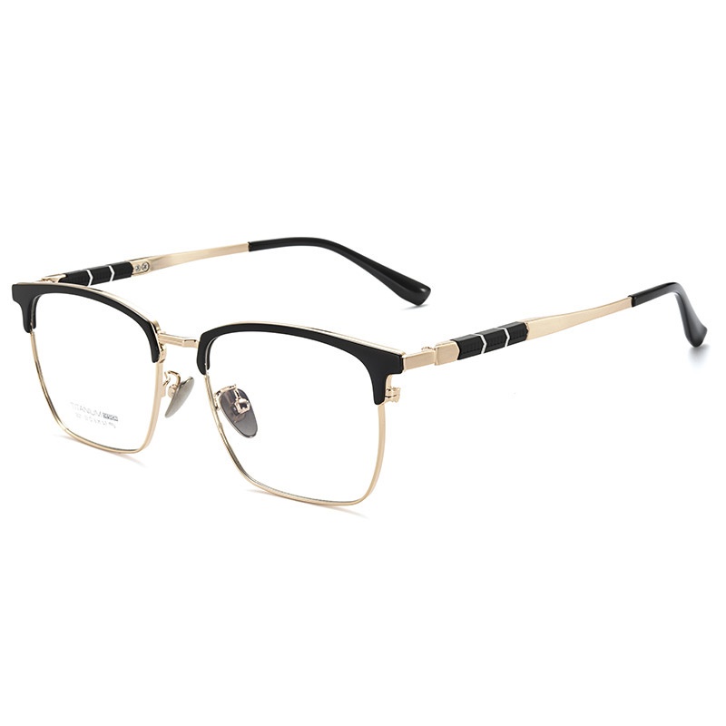 新款复古眉毛架 男士商务方形眼镜架 超轻纯钛眼镜框