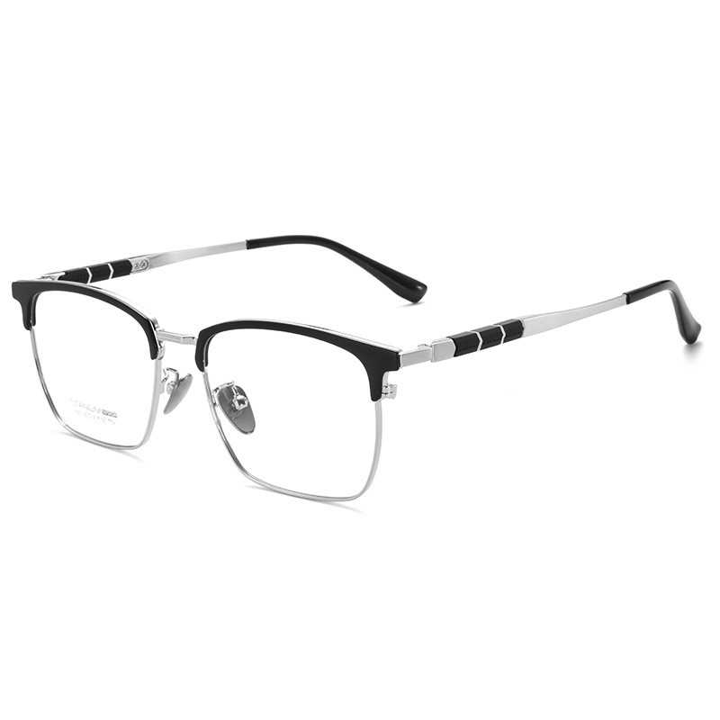新款复古眉毛架 男士商务方形眼镜架 超轻纯钛眼镜框